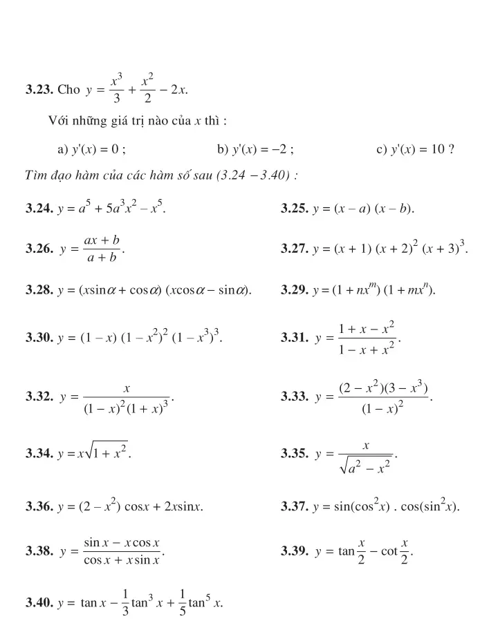 Bài 3: Đạo hàm của hàm số lượng giác