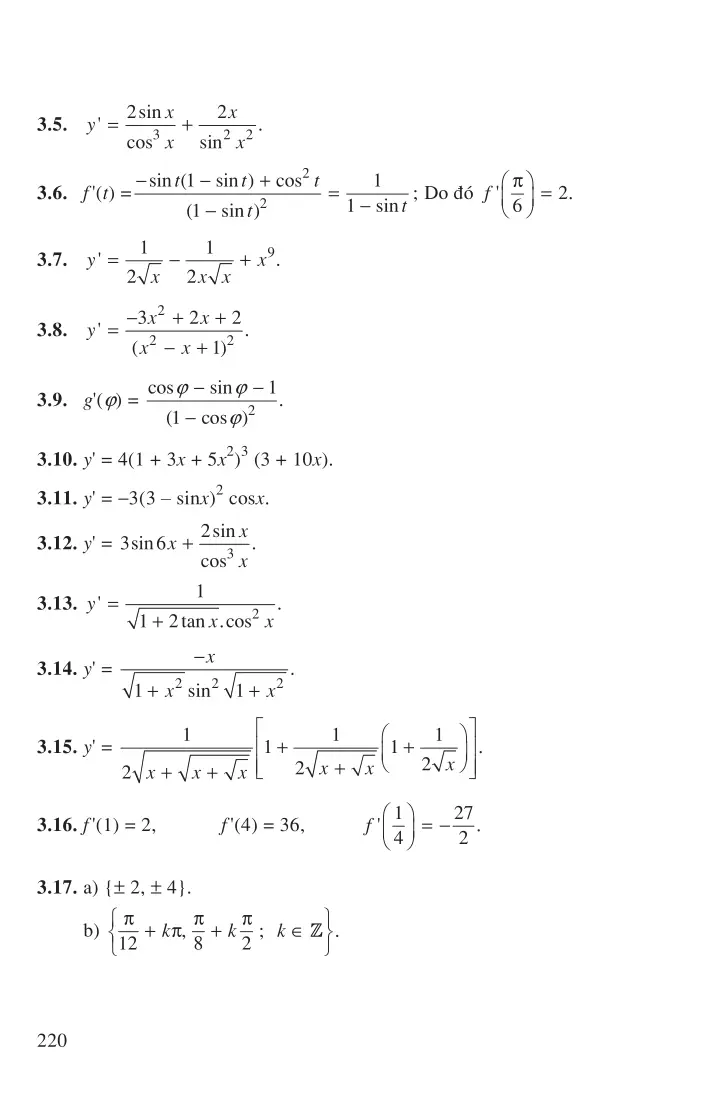 Bài 3: Đạo hàm của hàm số lượng giác