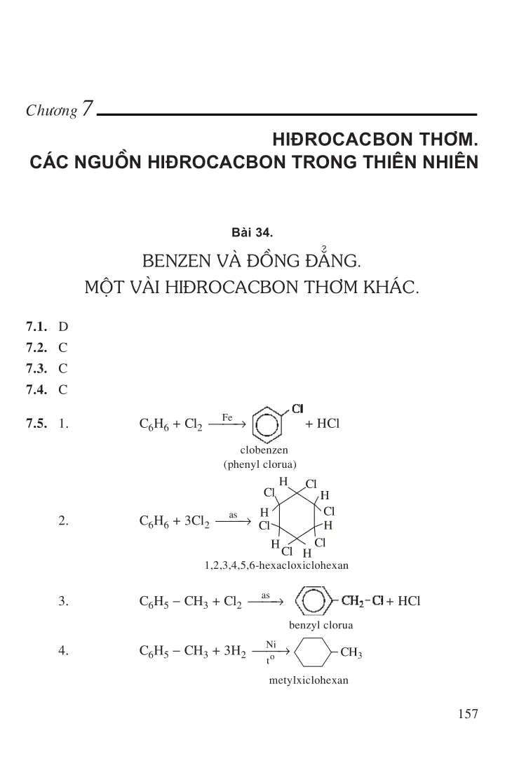 Bài 35: Benzen và đồng đẳng. Một số hiđrocacbon thơm khác