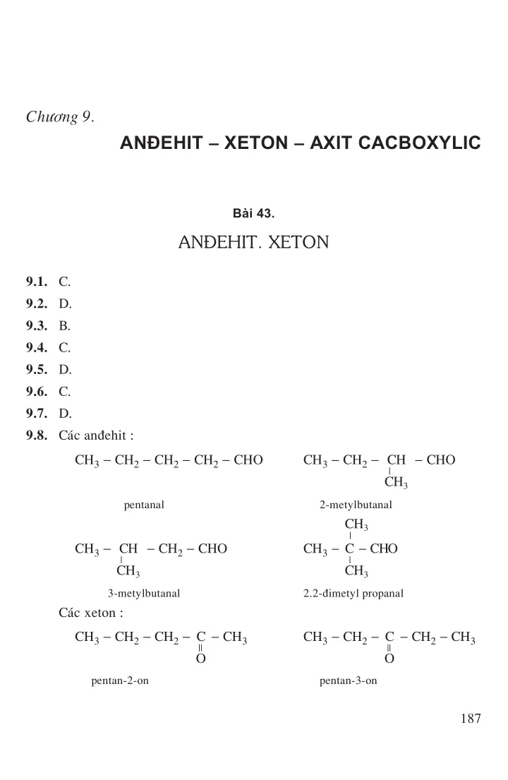 Bài 43: Anđehit - Xeton