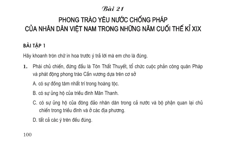 Bài 21: Phong trào yêu nước chống Pháp của nhân dân Việt Nam trong những năm cuối thế kỉ XIX