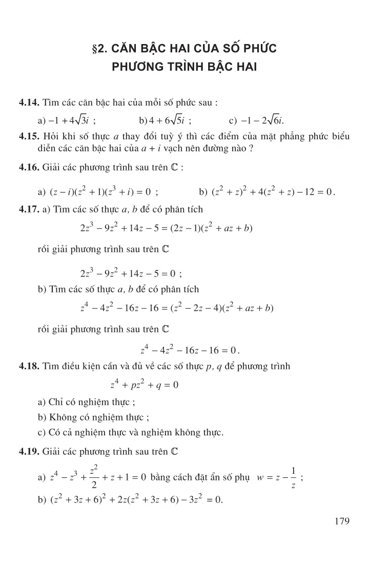 Bài 2: Căn bậc hai của số phức và phương trình bậc hai