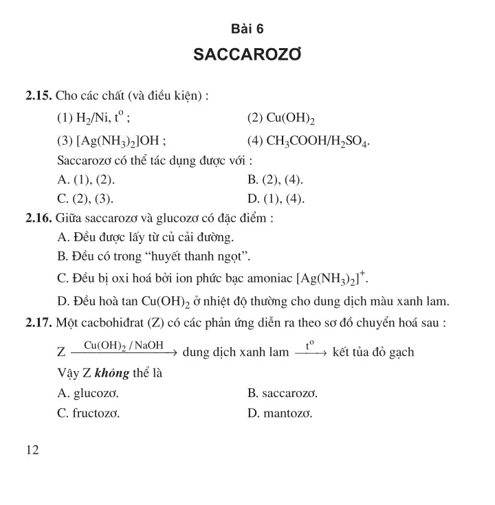 Bài 6: Saccarozơ