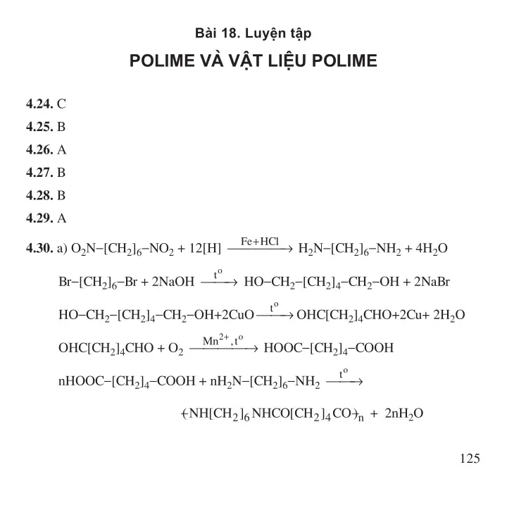 Bài 18: Luyện tập: Polime và vật liệu polime