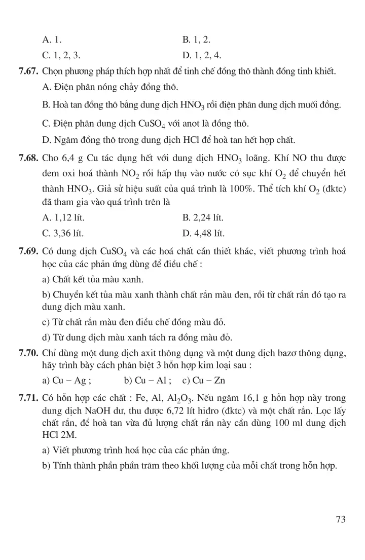 Bài 46: Luyện tập: Tính chất của đồng và hợp chất của đồng. Sơ lược về các kim loại Ag, Au, Ni, Zn, Sn, Pb