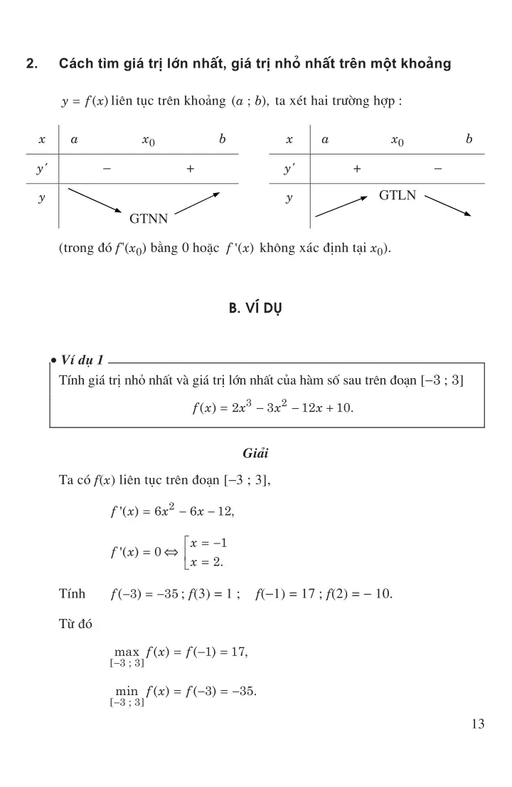Bài 3: Giá trị lớn nhất và giá trị nhỏ nhất của hàm số