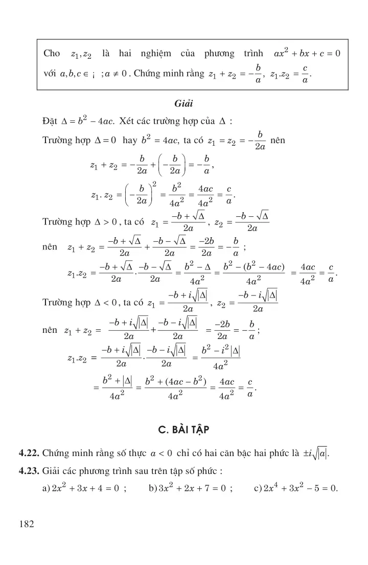 Bài 4 : Phương trình bậc hai với hệ số thực
