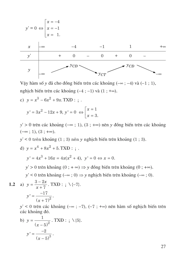 Bài 1: Sự đồng biến, nghịch biến của hàm số