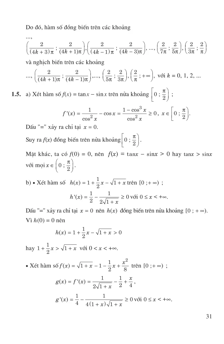 Bài 1: Sự đồng biến, nghịch biến của hàm số