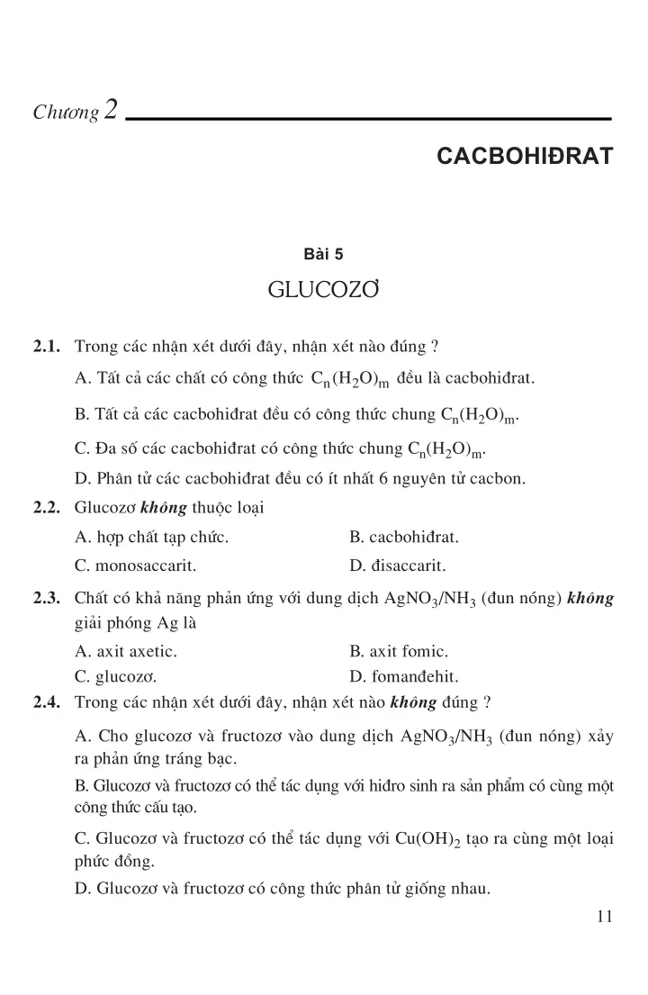 Bài 5: Glucozơ