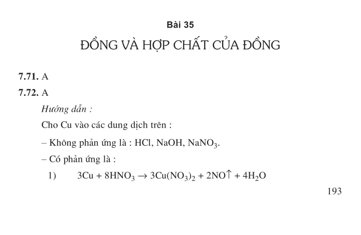 Bài 35: Đồng và hợp chất của đồng