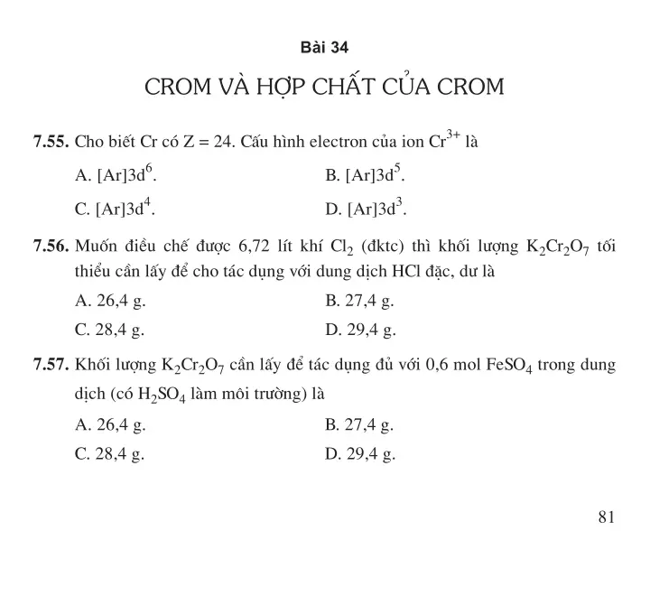 Bài 34: Crom và hợp chất của crom