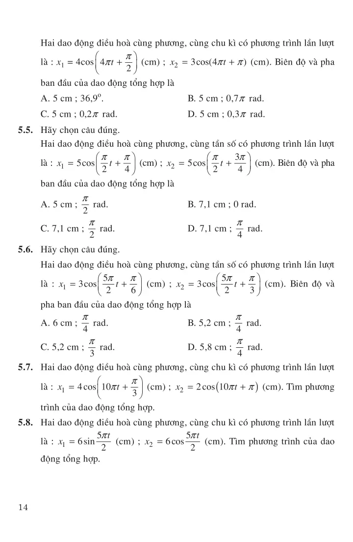 Bài 5: Tổng hợp hai dao động điều hòa cùng phương, cùng tần số. Phương pháp Fre-Nen