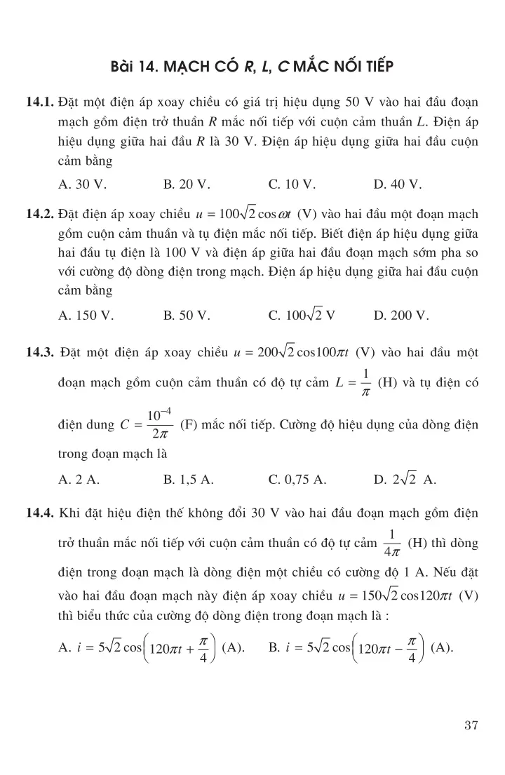 Bài 14: Mạch có R, L, C mắc nối tiếp