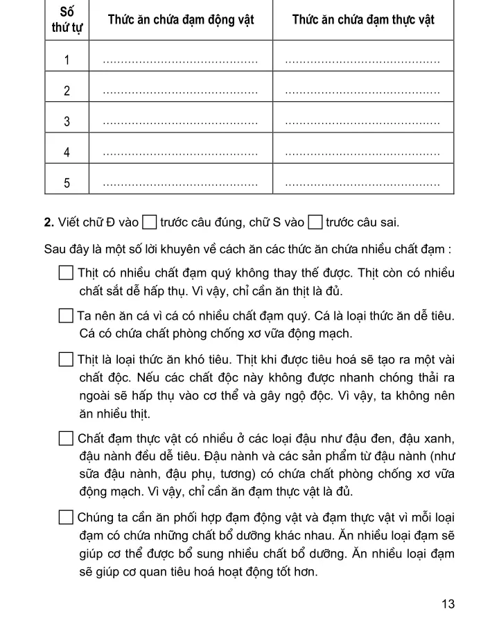 Bài 8: Tại sao cần ăn phối hợp đạm động vật và đạm thực vật