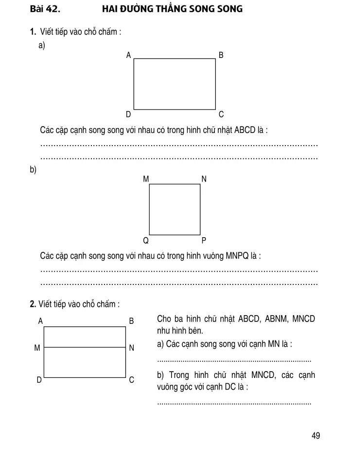 Bài 42. Hai đường thẳng song song