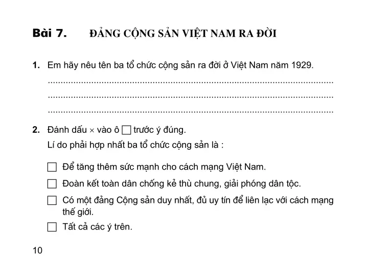 Bài 7: Đảng Cộng sản Việt Nam ra đời
