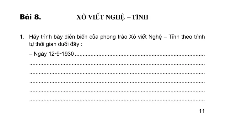 Bài 8: Xô viết Nghệ – Tĩnh