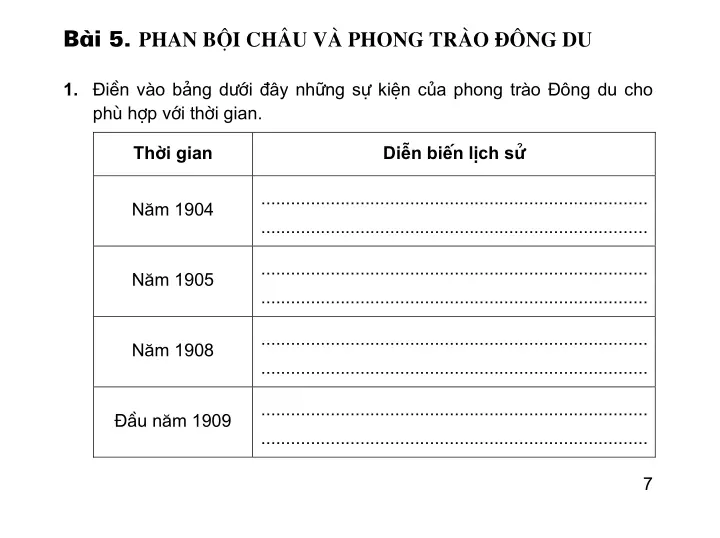 Bài 5: Phan Bội Châu và phong trào Đông Du
