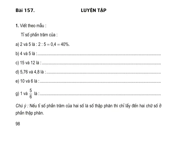 Bài 157: Luyện tập