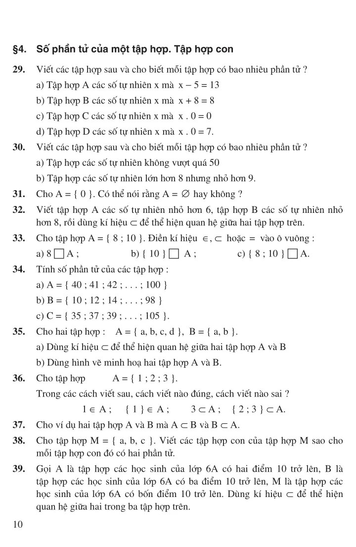 Bài 4: Số phần tử của một tập hợp. Tập hợp con