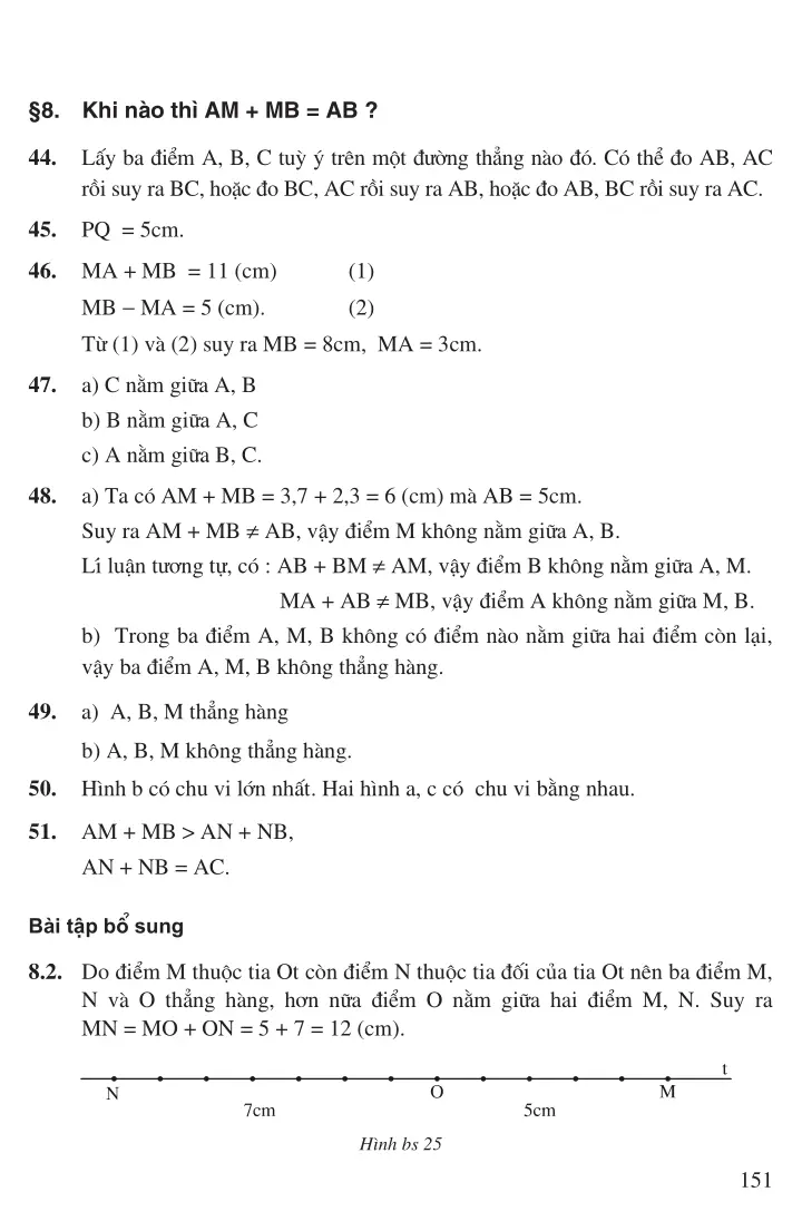 Bài 8: Khi nào thì AM + MB = AB?