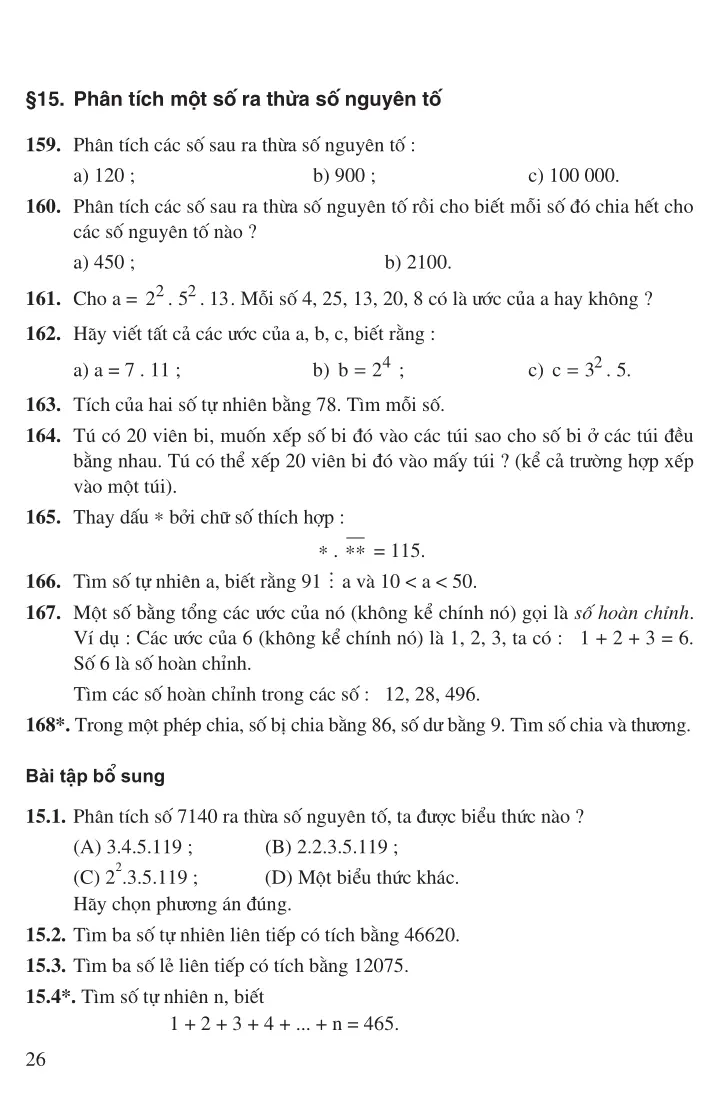 Bài 15: Phân tích một số ra thừa số nguyên tố