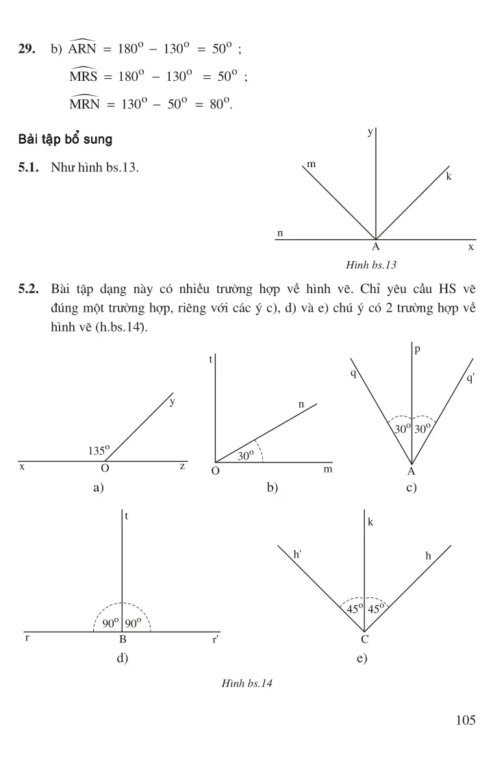 Bài 5: Vẽ góc cho biết số đo