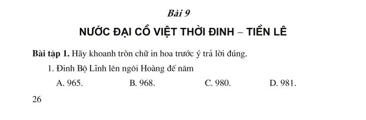 Bài 9: Nước Đại Cồ Việt thời Đinh – Tiền Lê