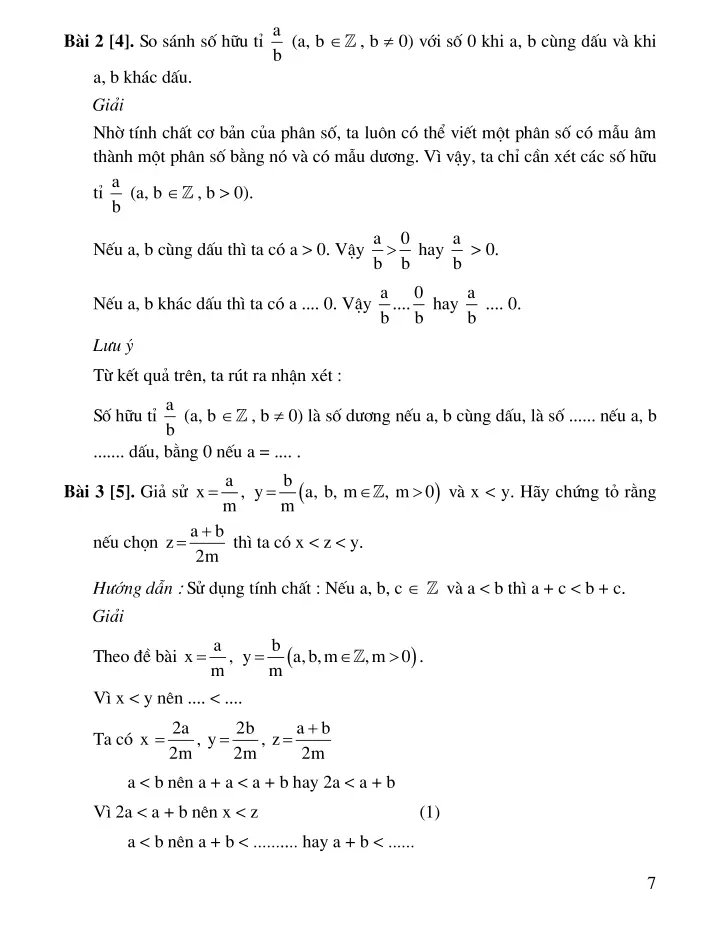 Bài 1: Tập hợp Q các số hữu tỉ