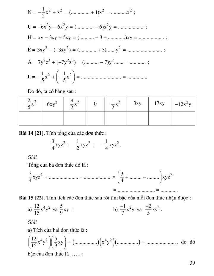 Bài 4: Đơn thức đồng dạng