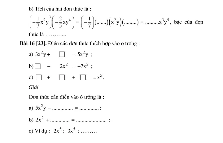 Bài 4: Đơn thức đồng dạng