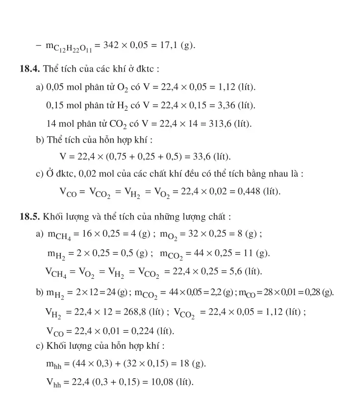 Bài 19: Chuyển đổi giữa khối lượng, thể tích và lượng chất