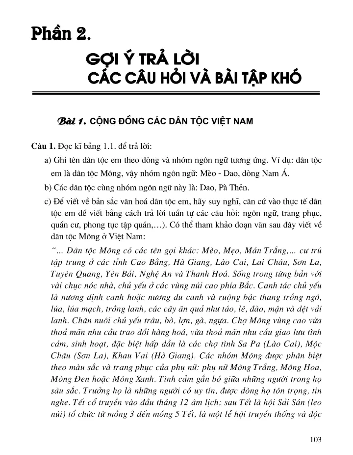 Bài 1: Cộng đồng các dân tộc Việt Nam