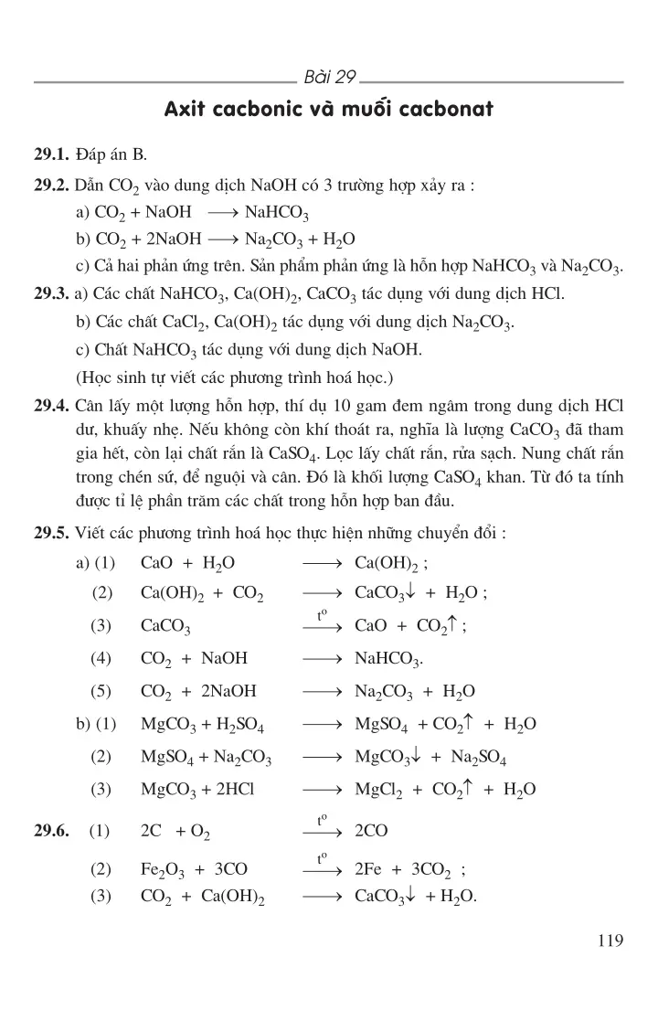 Bài 29: Axit cacbonic và muối cacbonat