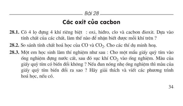 Bài 28: Các oxit của cacbon