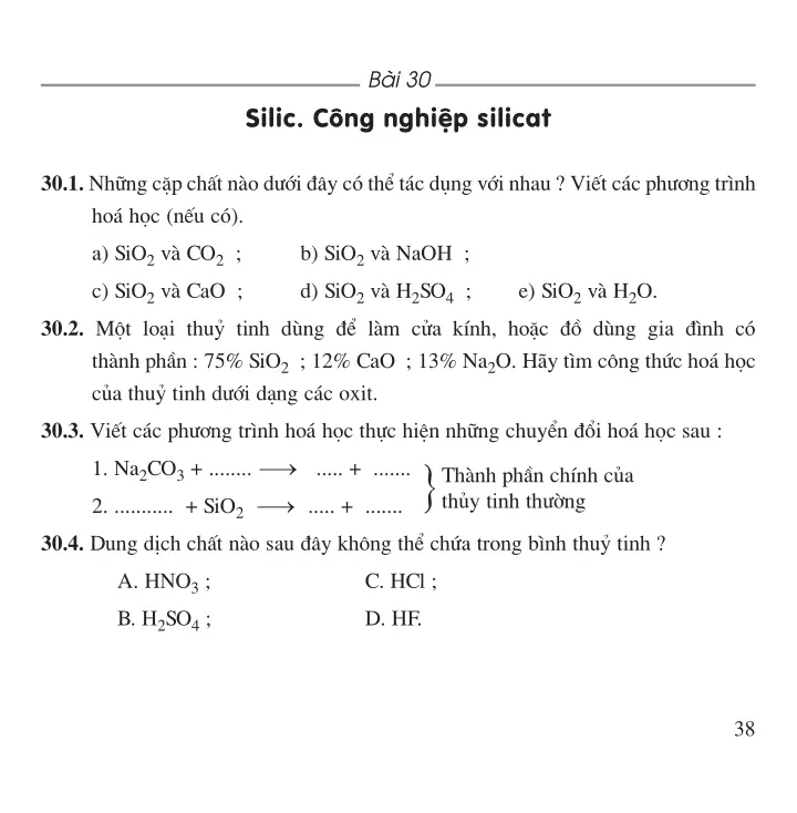 Bài 30: Silic. Công nghiệp silicat