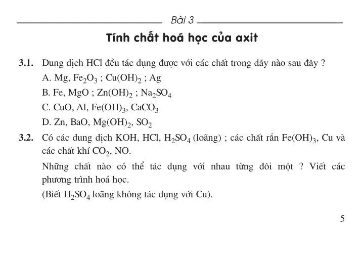 Bài 3: Tính chất hóa học của axit