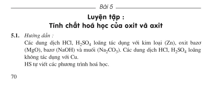 Bài 5: Luyện tập: Tính chất hóa học của oxit và axit
