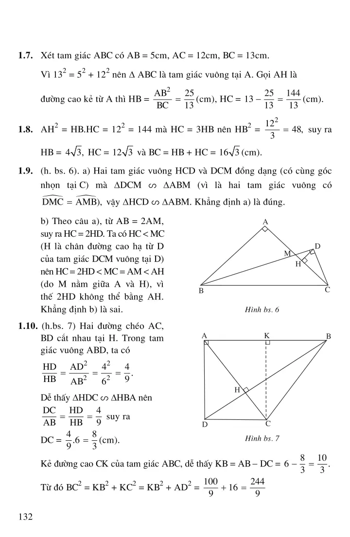 Bài 1: Một số hệ thức về cạnh và đường cao trong tam giác vuông