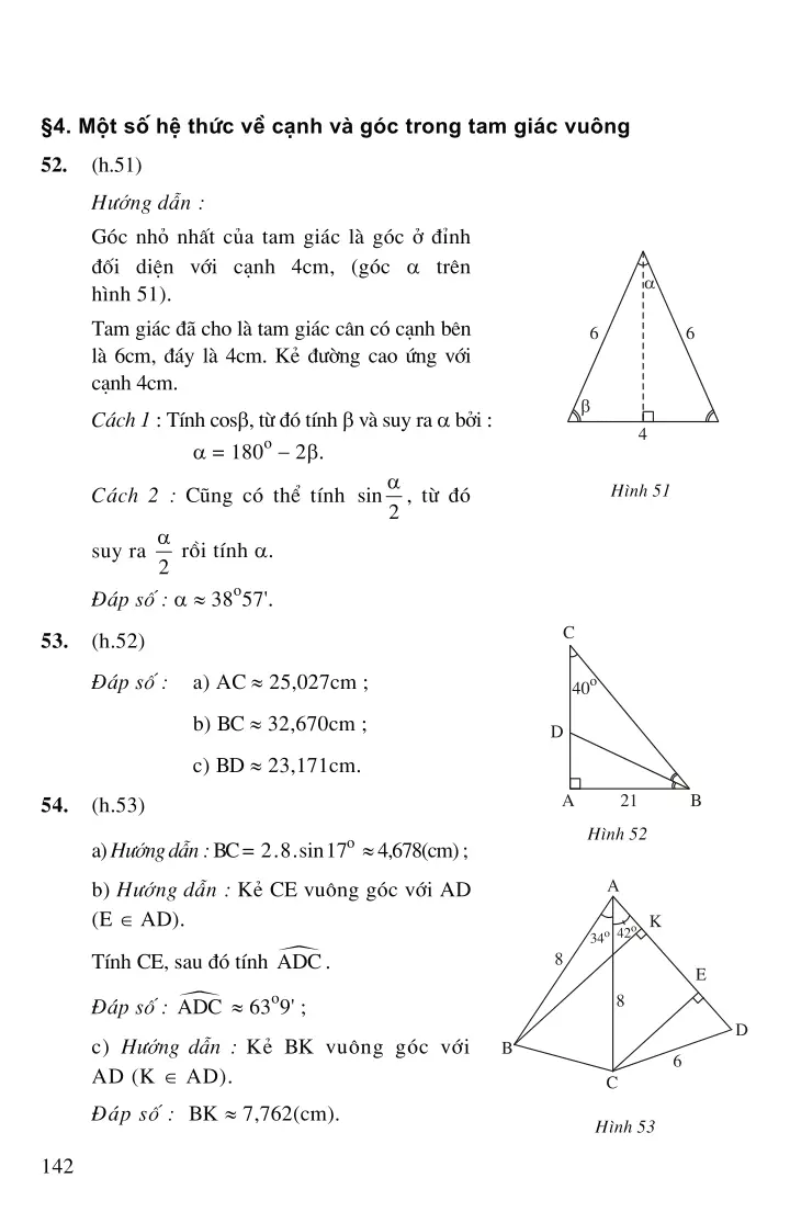 Bài 4: Một số hệ thức về cạnh và góc trong tam giác vuông