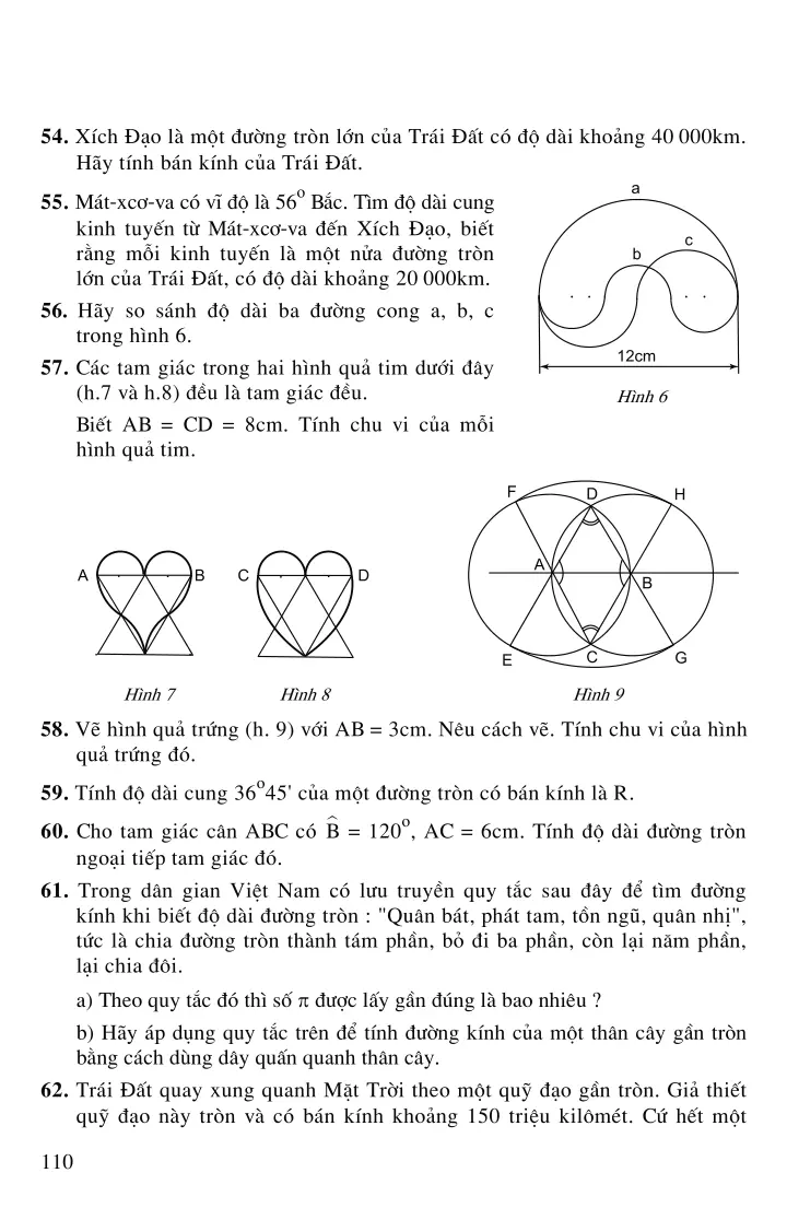 Bài 9: Độ dài đường tròn, cung tròn