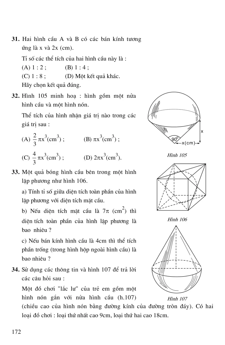 Bài 3: Hình cầu. Diện tích mặt cầu và thể tích hình cầu