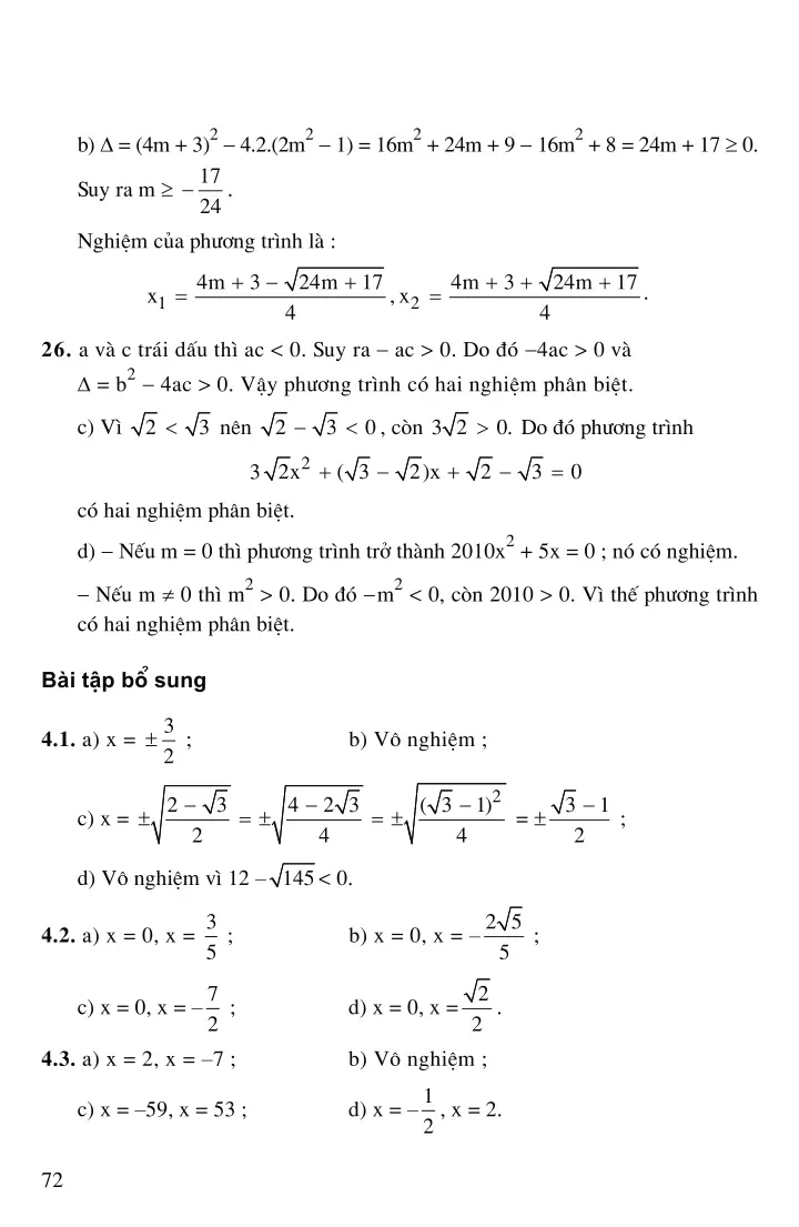 Bài 4: Công thức nghiệm của phương trình bậc hai