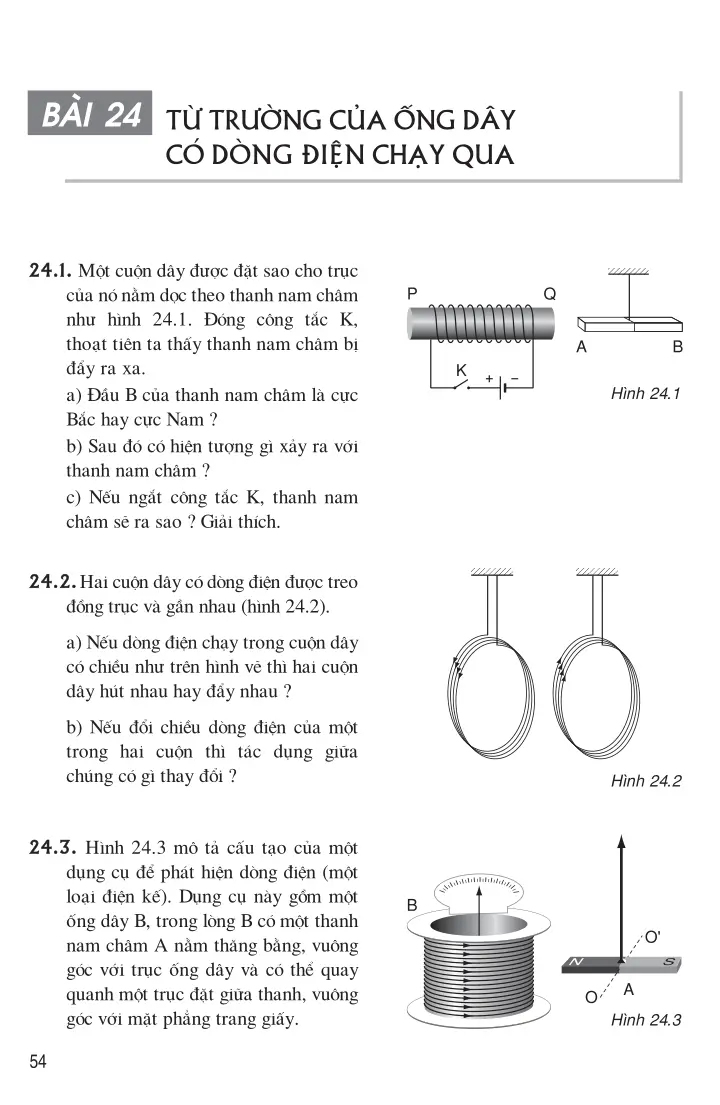 Bài 24: Từ trường của ống dây có dòng điện chạy qua