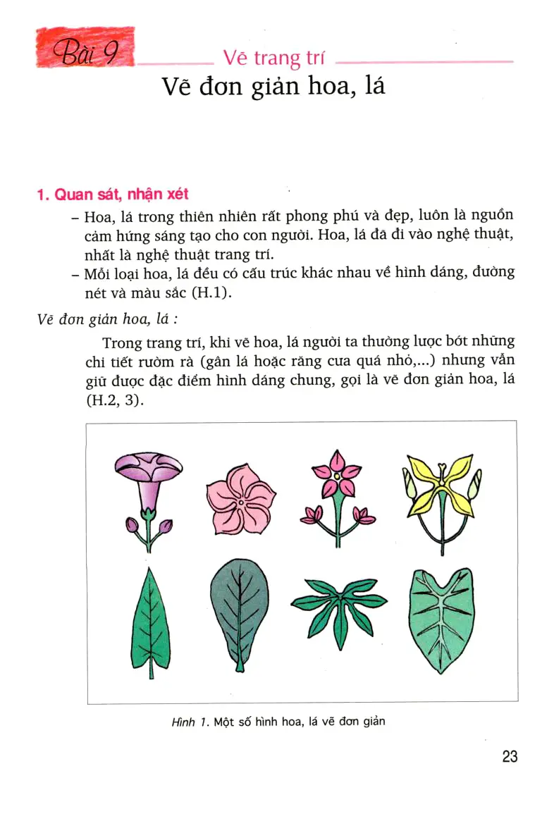 SGK Scan] ✓ Bài 9: Vẽ trang trí: Vẽ đơn giản hoa, lá - Sách Giáo Khoa - Học  Online Cùng 