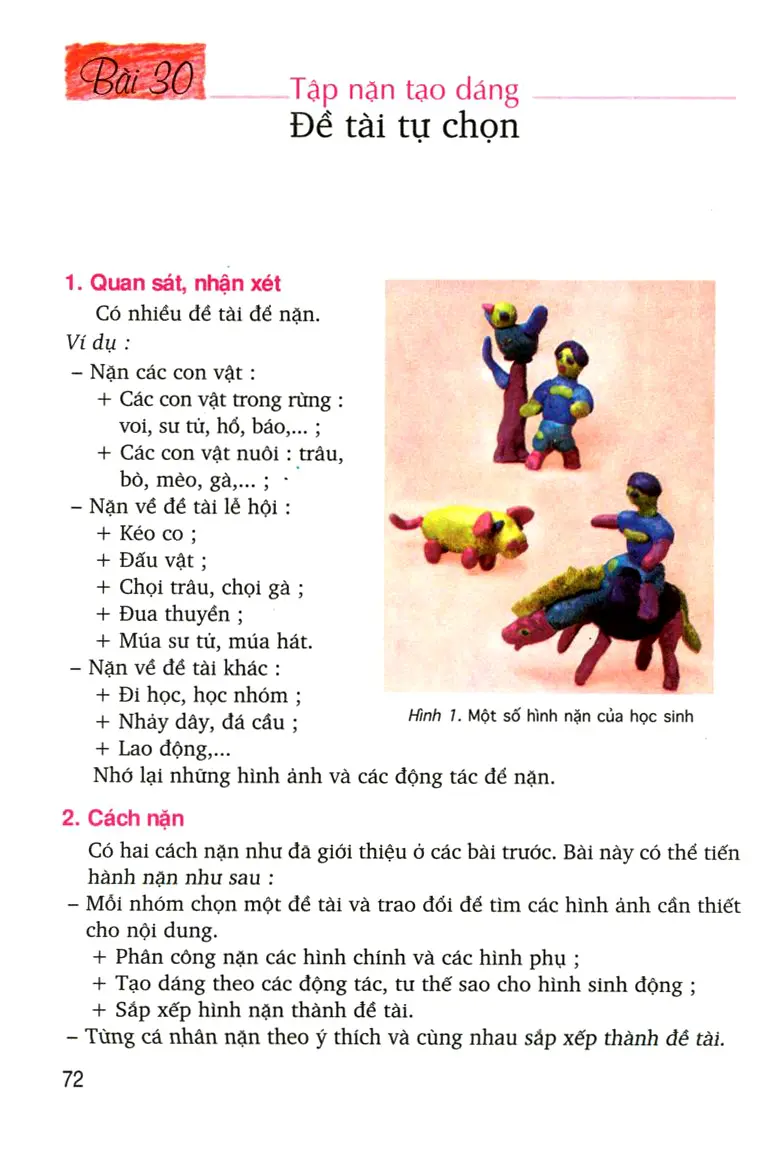 Bài 30: Tập nặn tạo dáng: Đề tài tự chọn