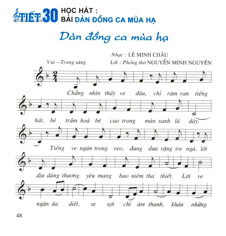 Tiết 30 Học hát : Bài Dàn đồng ca mùa hạ