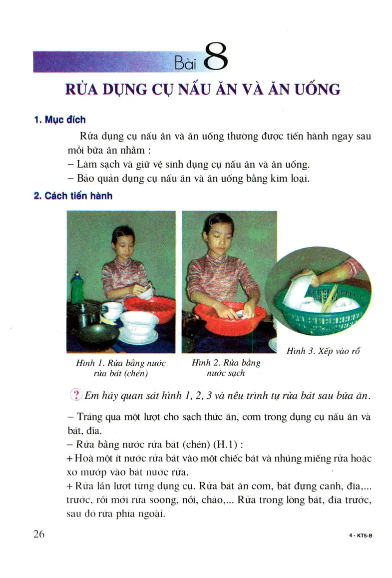 Bài 8. Rửa dụng cụ nấu ăn và ăn uống