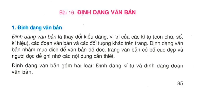 Bài 16: Định dạng văn bản